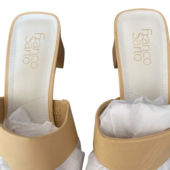 Franco Sarto Kirsi Beige Tan Leather Slide Heel Sandal size 9 - Picture 6 of 12